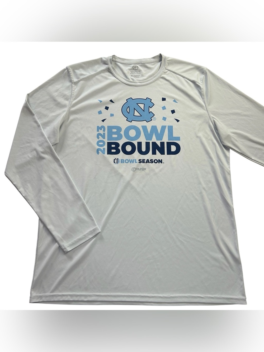 Vapor UNC North Carolina Tar Heels Football Men’s Bowl Bound LS T-Shirt White XL